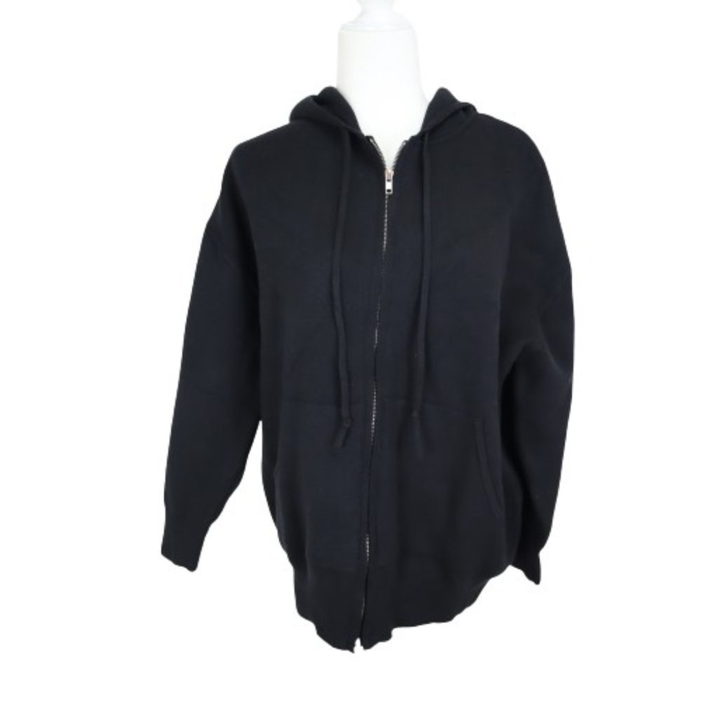 NEW Cotton Emporium Women's Hoodie Sweater Jacket M Full Zip Long Sleeve Black
